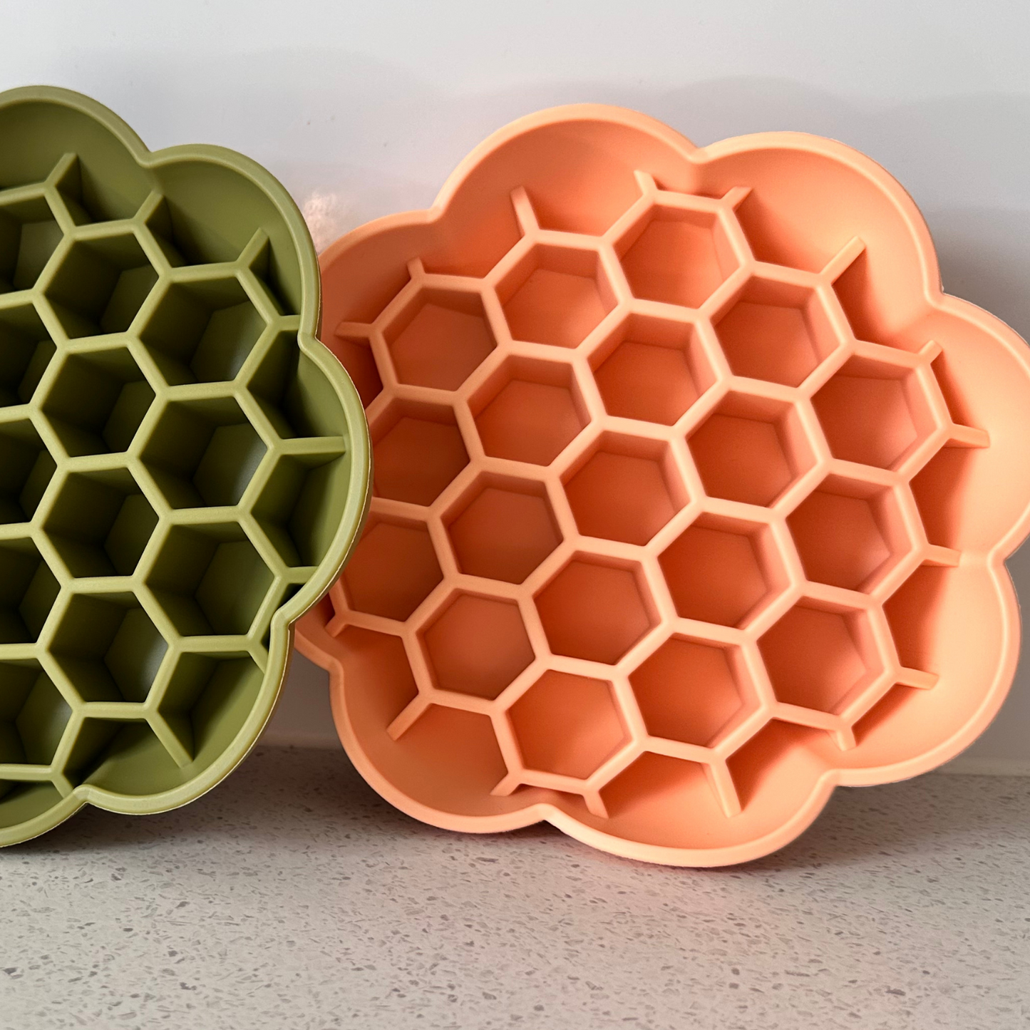 Peach Sun Flower Silicone Enrichment Slow Feeder Bowl