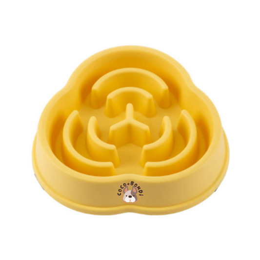 Dog Slow Feeder Bowl: Yellow