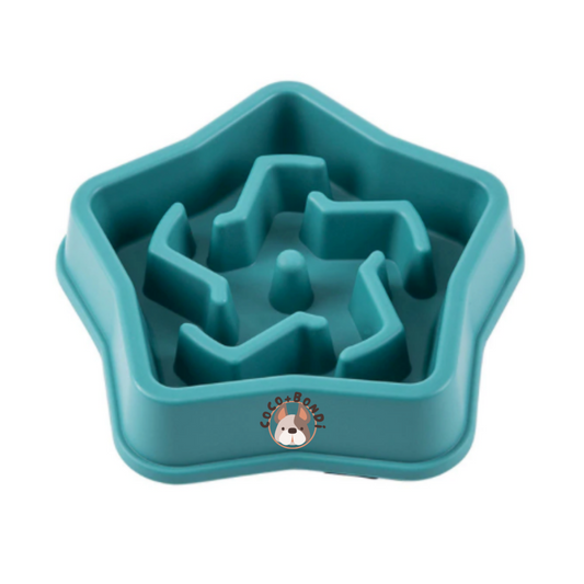 Dog Slow Feeder Bowl: Green Star
