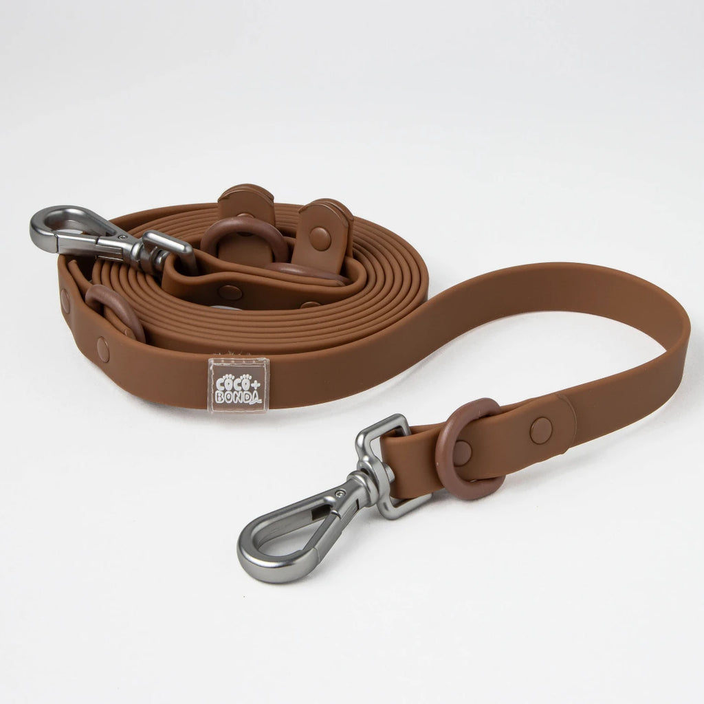 Mocha Waterproof Hands-Free Dog Leash – Adjustable & Durable