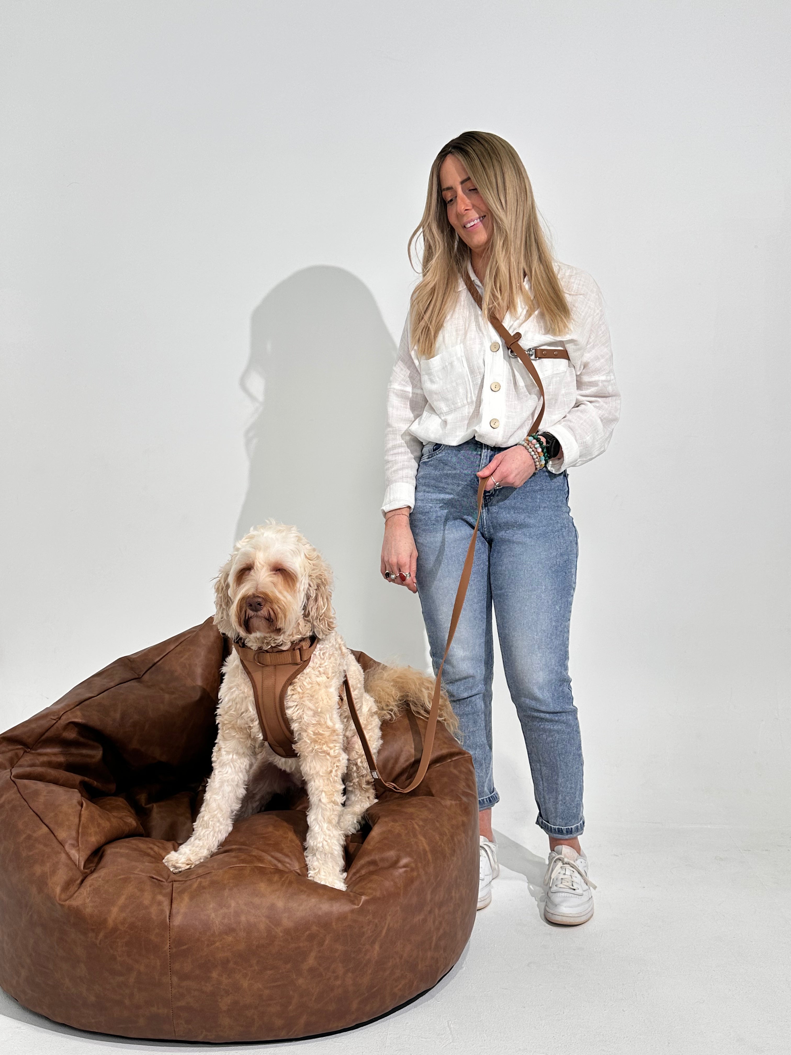 Mocha No-Pull Dog Harness & Waterproof Hands-Free Leash Set